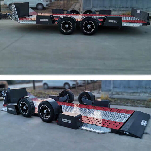 Securely fasten the equipment on the drop deck trailer to prevent shifting