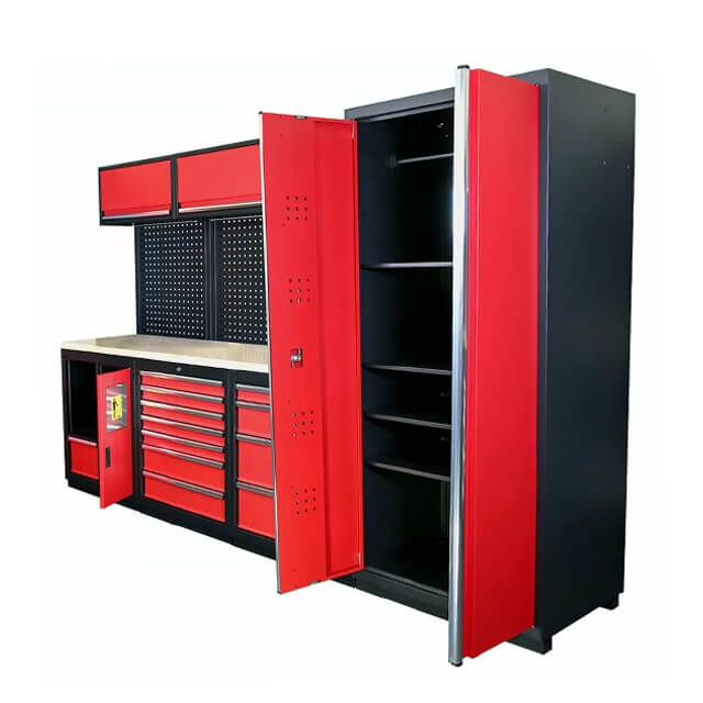 The garage cabinets are made from durable materials to ensure long-lasting use