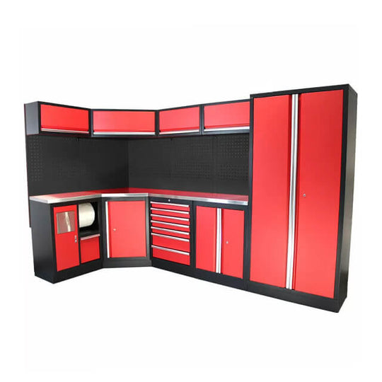 The garage cabinets are made from durable materials to ensure long-lasting use
