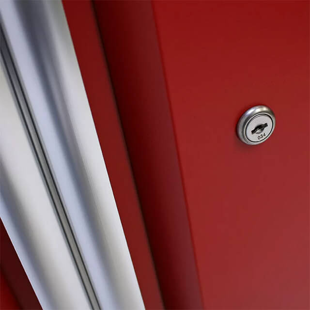 The cabinets are designed to maximize storage space in any garage