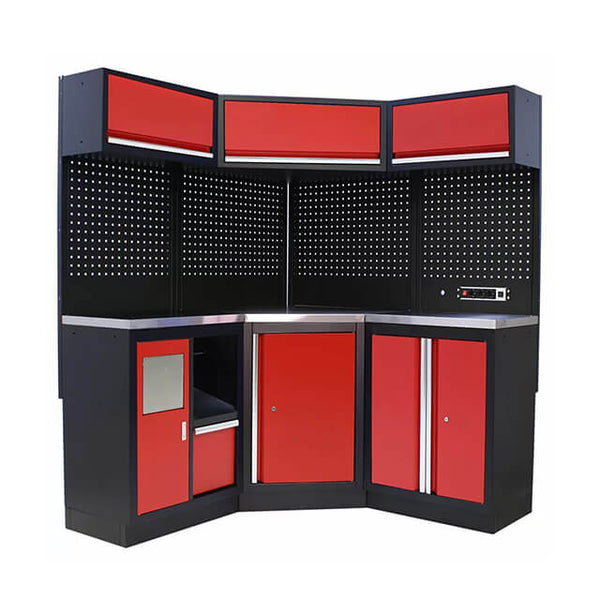 The cabinets are available in a variety of sizes and configurations to fit any garage layout