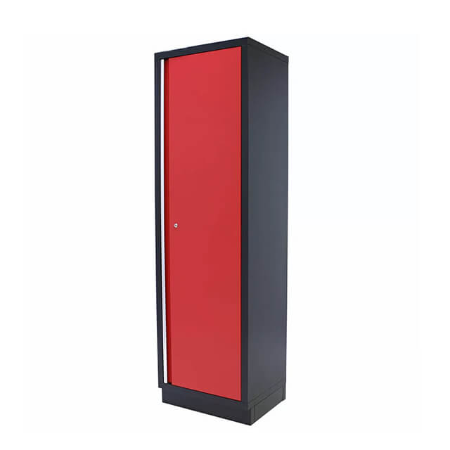 The cabinets' adjustable shelves offer versatility and can be tailored to fit an assortment of tools and equipment, ensuring optimal storage