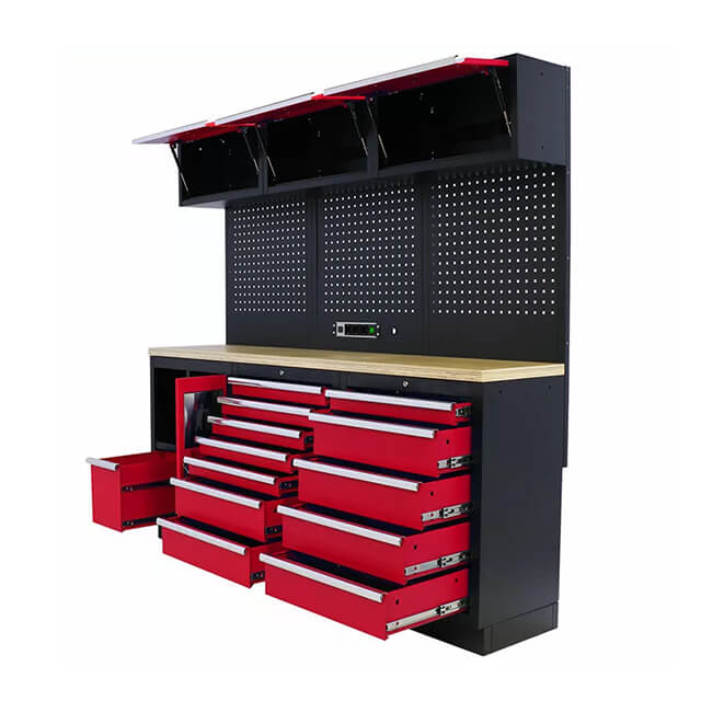 The cabinets are available in a range of sizes and configurations, making it easy to find the perfect fit for any garage layout and storage needs