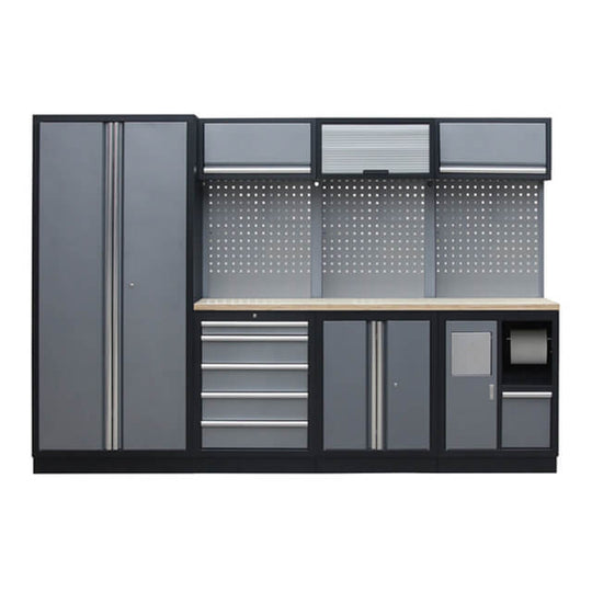 The Garage cabinets are designed to be versatile and adaptable, fitting into any garage layout.