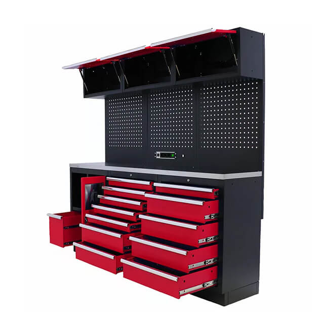 The cabinets' sleek design complements any garage decor