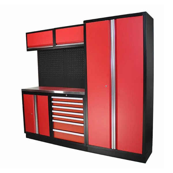 The garage cabinets provide a secure storage solution for valuable tools and equipment, giving users the assurance they need to keep their belongings safe