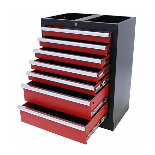 The garage cabinets provide a great way to store tools and equipment