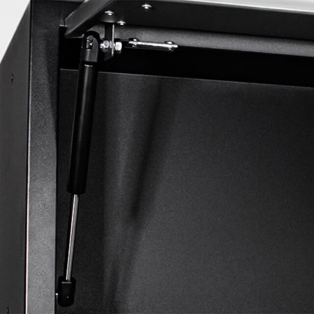 The garage storage cabinet is spacious and functional