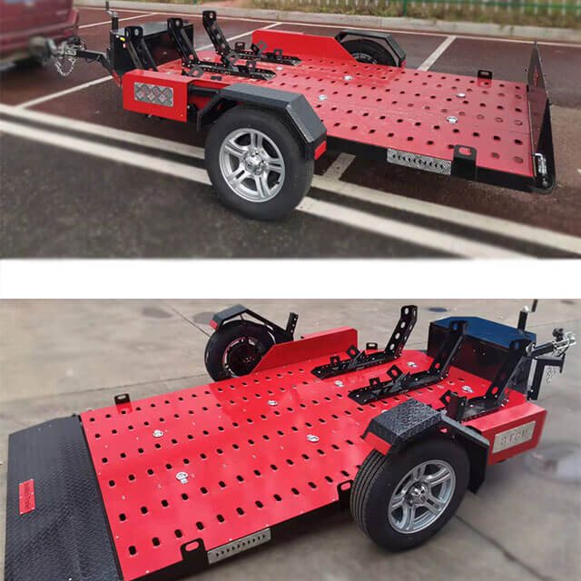 The motorcycle trailer is durable and weather-resistant