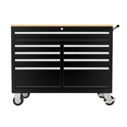 The tool box roller cabinet features multiple drawers for storing different tools