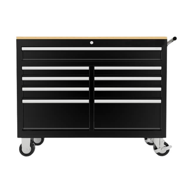 The tool box roller cabinet features multiple drawers for storing different tools