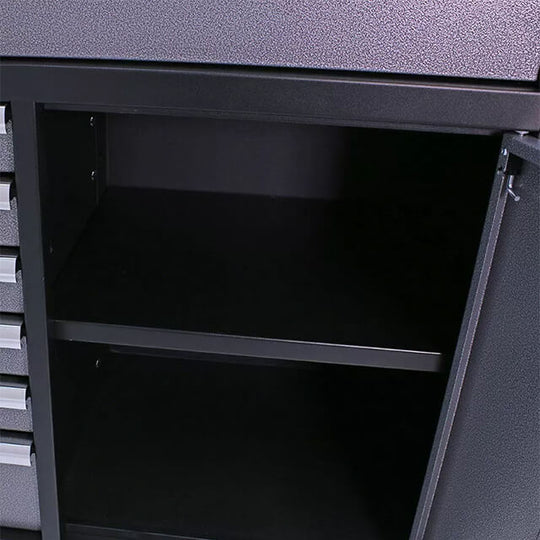 The tool storage cabinet is sturdy and durable