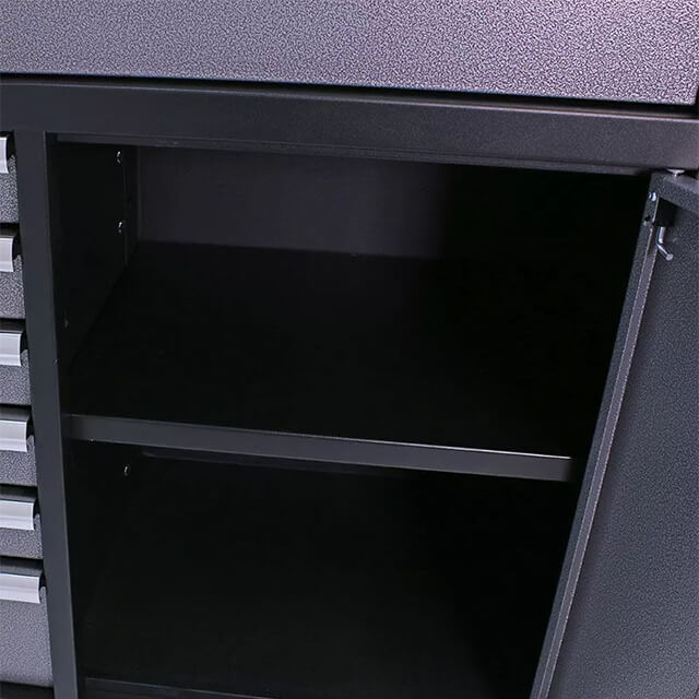 The tool storage cabinet is sturdy and durable