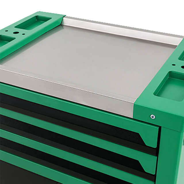The workshop tool trolley features multiple compartments for storing different tools