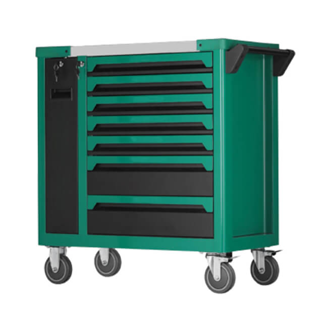 The trolley's ergonomic design makes it comfortable to push and pull, even when loaded with heavy tools