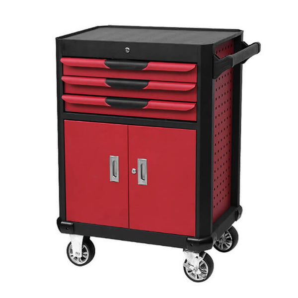 The trolley's mobile design allows for easy maneuverability and accessibility to tools in any corner of the workshop