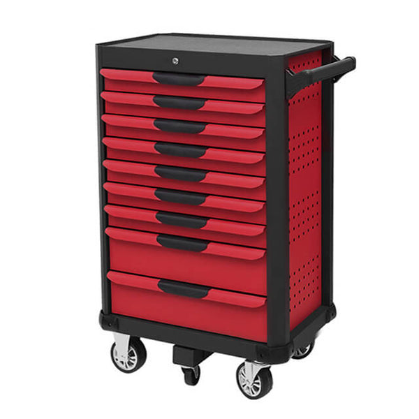 The workshop tool trolley is designed with multiple compartments to keep different tools separated and easy to find