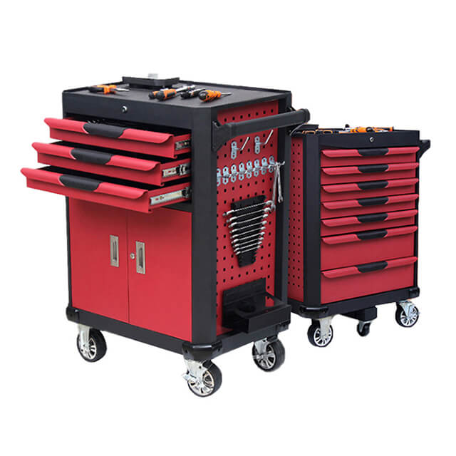 The trolley's large capacity allows for storing a wide range of tools and accessories